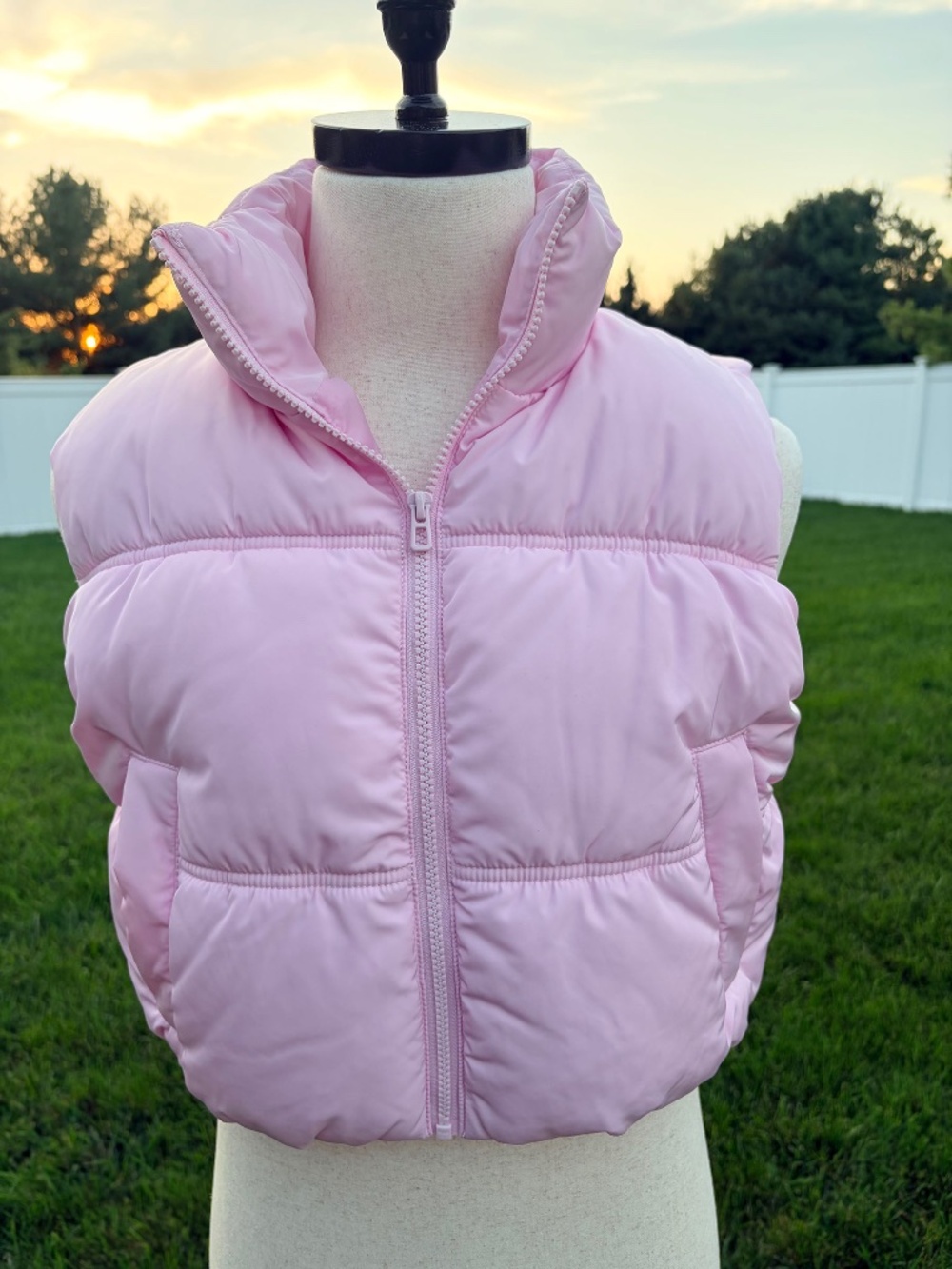 Pink Puffer Vest Cropped H&M